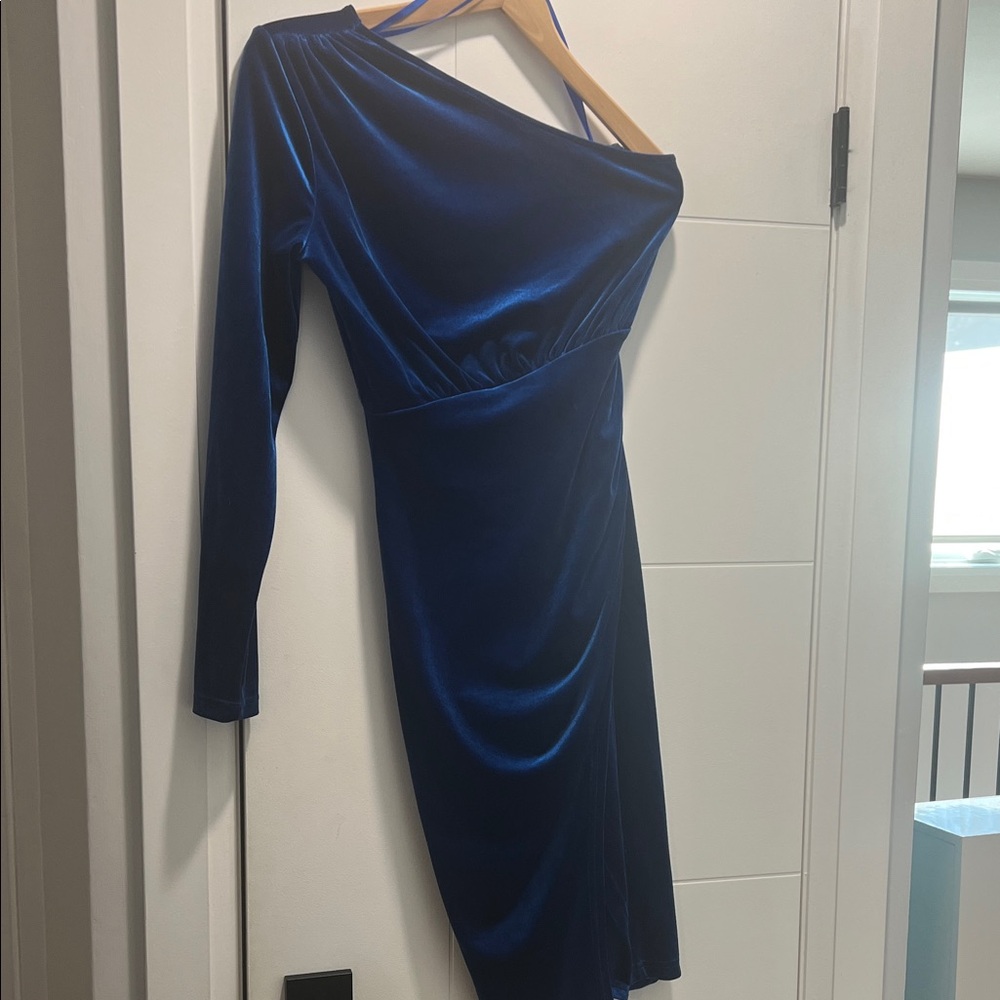 Le Chateau Royal Blue One-Shoulder Dress